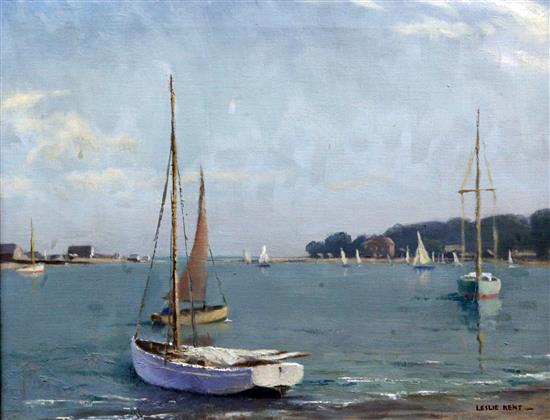 Leslie Kent (1890-1980) In Bembridge Harbour, 16 x 20in.